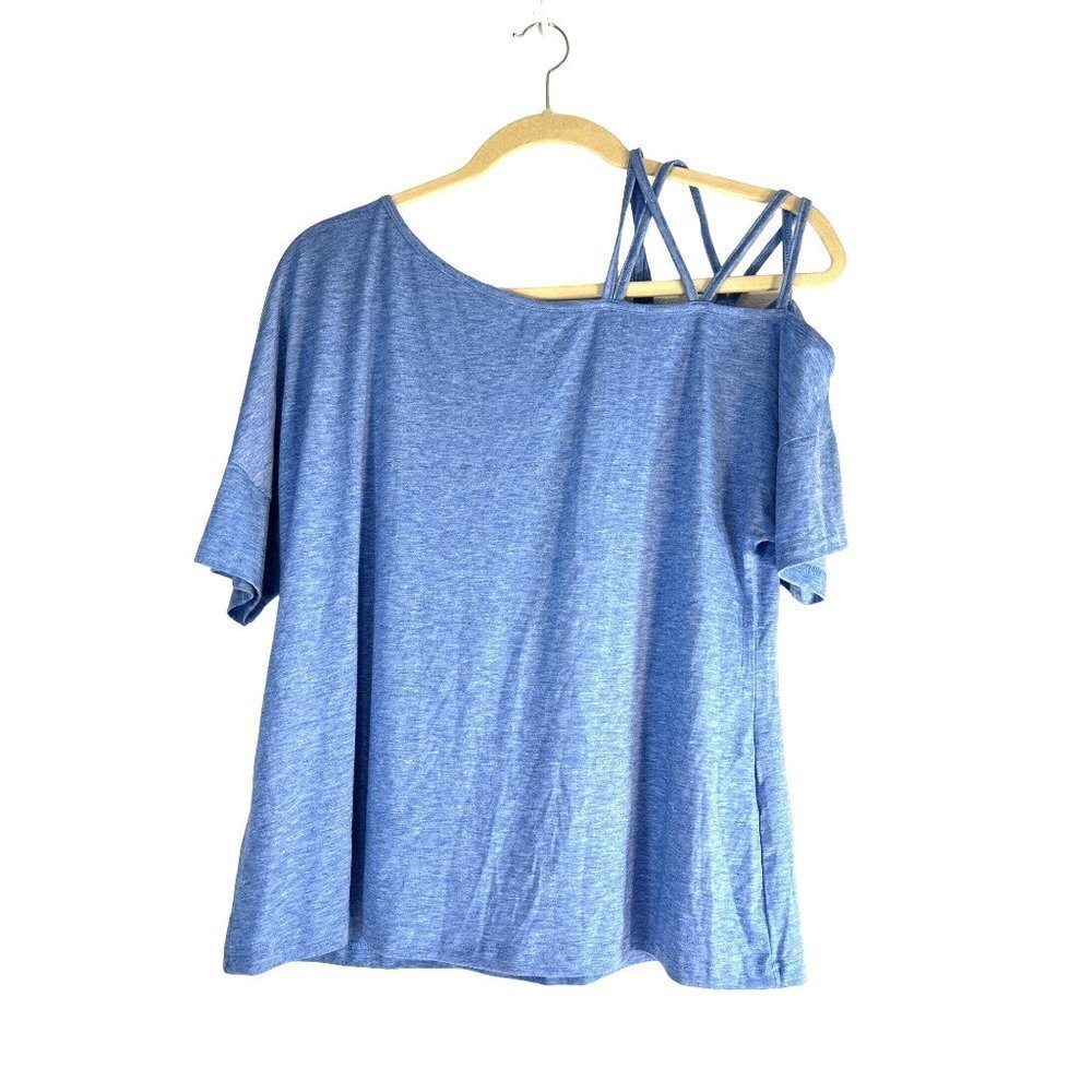 Shein Curve Womens Criss Cross Tee Top Blue Size OXL